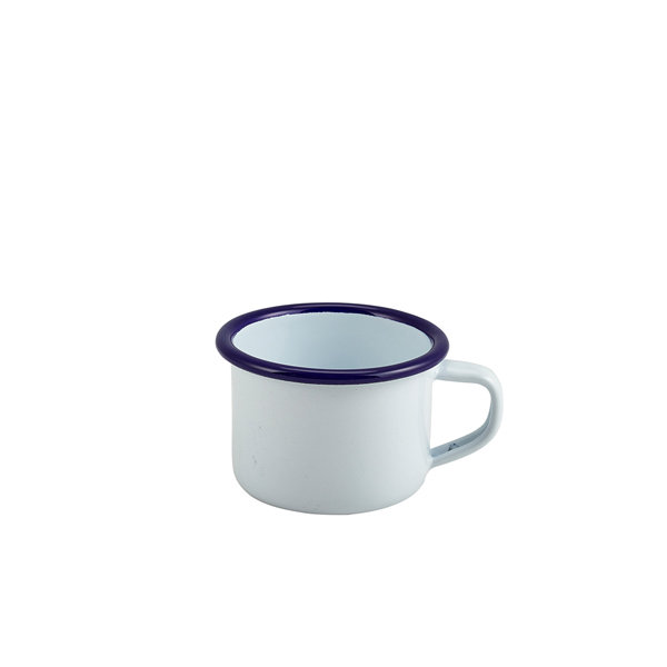 52106 Enamel Mug White With Blue Rim 12cl/ 4.2oz - Image 1
