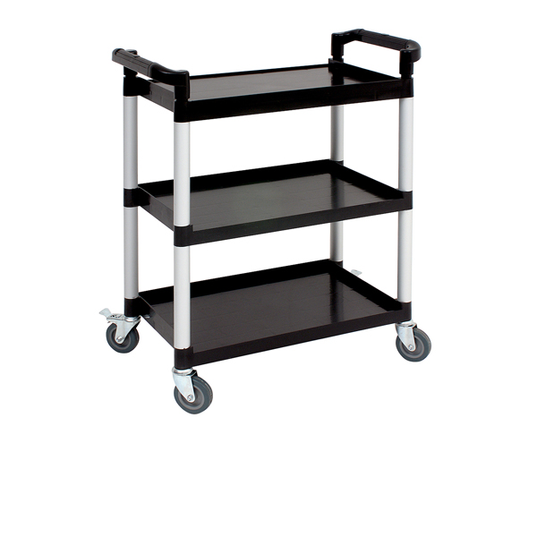 TROLPL Genware Large 3 Tier PP Trolley Black Shelves - Image 1