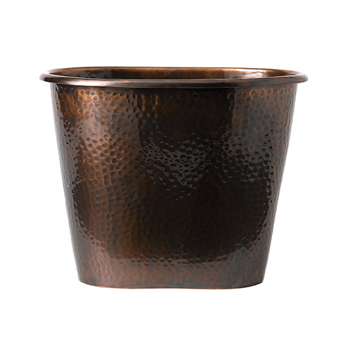 46-24-504LR Hammered Antique Copper Oval Bucket 27x23cm - Image 1