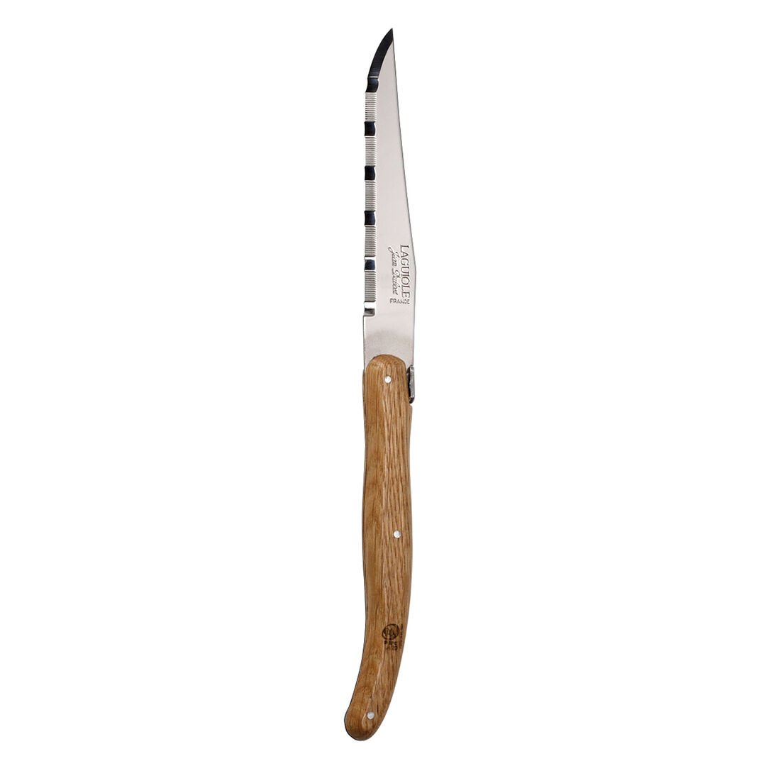 5391S057 Laguiole Oakwood Handle Serrated Steak Knife 1.2mm Blade - Image 1