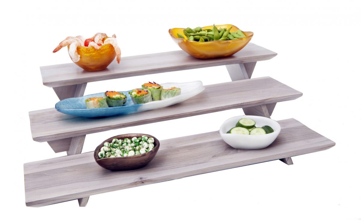 DWH Fusion Buffet System: 3 Piece Riser Set - 58.4 cm (23") - Grey Wash Teak - Image 1